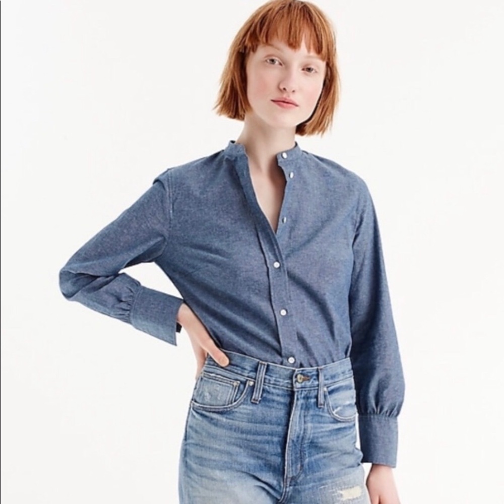 J. Crew Stretch Perfect Chambray Button Bodysuit